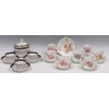 A part collection of floral Derby tea and coffee cups and saucers, together with a small