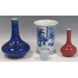 Four various decorative Chinese porcelain vases, tallest 18cm high The blue and white vase with