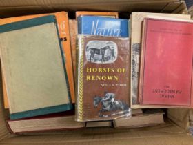 Four boxes of books relating to sports, country pursuits, etc