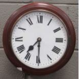 A single fusee 'GPO' mahogany wall timepiece, white dial, with pendulum; serial number stamped to