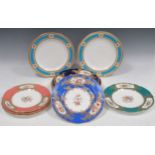 A group of English porcelain plates, retailed by Daniell of London, decorated in the Sevres style,