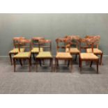 Two sets of four Regency mahogany sabre leg dining chairs (8)