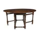 A William & Mary oak gateleg table,