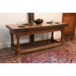 A walnut top refectory or preparation table, 19th century,
