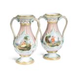 A pair of Meissen porcelain two-handled 'kinder' vases, 19th century,