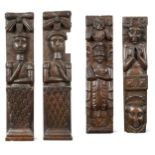 A pair of oak carvings, 17th or 18th century,
