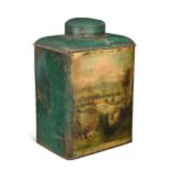 A toleware tea canister, 19th century,