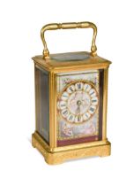 A French 19th century carriage timepiece with engraved case,