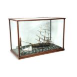 A cased ship's diorama, early 20th century,