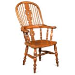 A yewwood Windsor armchair, 19th century,