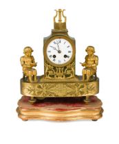 A French Empire style ormolu mantle clock, 19th century,