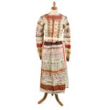 An embroidered Russian poneva dress, early 20th century,