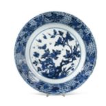 A Chinese blue and white porcelain large plate, Kangxi (1662 - 1722),