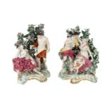 A pair of Chelsea figure bocage groups of Mercury and Venus, circa 1758 - 70,