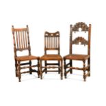 Three Yorkshire or North Country oak side chairs, 18th century,