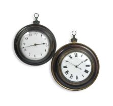 Two Sedan clocks, circular, with watch type movements, the larger with movement signed 'John