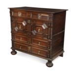 An oak geometric chest of drawers, late 17th century,