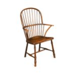 An ash and elm stick back armchair, circa 1800,