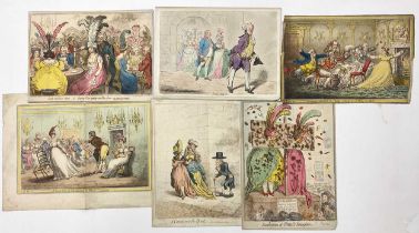 Twelve 19th century satirical etchings