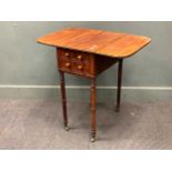 A Regency mahogany work table 73 x 35 x 52cm closed 73 x 76 x 52cm open