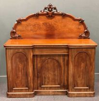 A Victorian mahogany breakfront sideboard with three doors and raised back 155 x 152 x 56cm