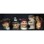 A group of Doulton character mugs, Granny, Old Charley, Long John Silver, John Peel, Parson, Simon