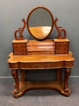 A Victorian duchesse dressing table 159 x 122 x 51cm together with a Victorian marble topped