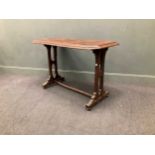 A Victorian Gothic revival yewwood centre table 73 x 108 x 58cm