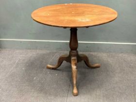 A George III and later mahogany tripod table 71 x 81cm