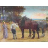 George Goodwin Kilburne, RI, ROI, RMS (1839-1924) Figures with horses oil on board signed dated 94