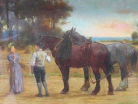 George Goodwin Kilburne, RI, ROI, RMS (1839-1924) Figures with horses oil on board signed dated 94