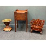 A George III style mahogany tray top bedside table 82 x 47 x 42cm, a Victorian style three