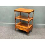 A Victorian walnut three-tier whatnot with barley twist supports and single drawer 77 x 54 x 37cm