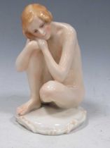 A Karl Ens figure of a seated nude, 17cm high