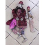 Burmese Marionette Puppet with red hat and dress in red and black robe and pink trousers, 90cm (head