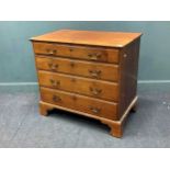 A George III mahogany four drawer chest, handles changed, on bracket feet 85 x 94 x 56cm; together