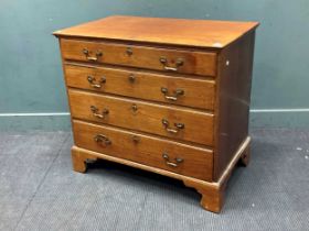 A George III mahogany four drawer chest, handles changed, on bracket feet 85 x 94 x 56cm; together