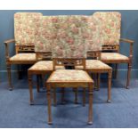 A set of 6 (4+2) late Victorian oak upholstered dining chairs