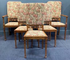 A set of 6 (4+2) late Victorian oak upholstered dining chairs