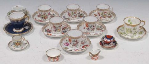 A set of six Dresden porcelain coffee cups and saucer and miscellaneous porcelain