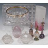 A collection of Venetian-style scent bottles, and other cut glass items