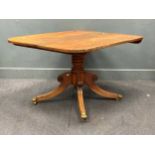 A George IV mahogany breakfast table and 4 legged base 71 x 96 x 113cm