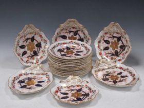 A 19th century Copeland Spode Imari dessert service, comprising twelve plates, four shell shaped