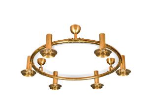 Attributed to Holger Johansson for Westal, a brass ceiling light,