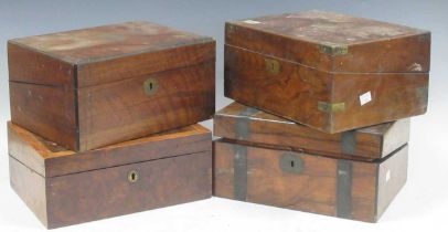 Four 19th century walnut boxes (4)