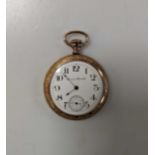 A Hampton watch company gold plated open faced pocket watch In working order but has not been tested