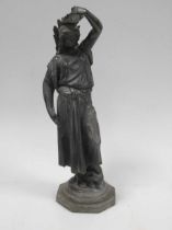 A lead statue of a lady, 52cm high