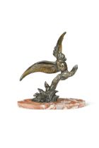 An Art Deco patinated bronze (?) model of a macaw,