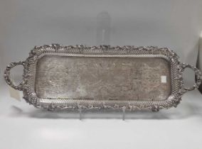 A silver plated two handled tray