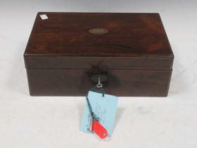 A Victorian rosewood writing slope box, 13 x 35 x 23cm